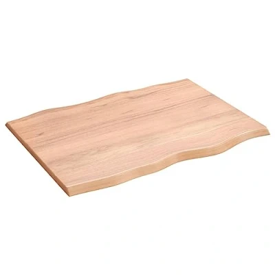 Abbildung von vidaXL Tischplatte, Holzplatte für Tisch Esstisch Couchtisch, Massivholzplatte Handgefertigt mit Baumkante, Ersatztischplatte, Hellbraun 80x60x2cm Massivholz Eiche Behandelt