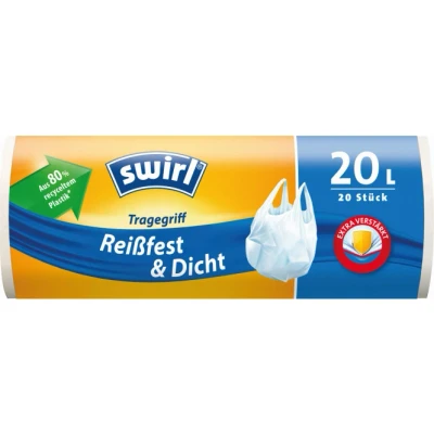 Abbildung von swirl® Reißfest &amp; Dicht Müllbeutel 20,0 l weiß