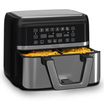 Abbildung von Klarstein Heißluftfritteuse VitaFry Duo Elegance Heißluftfritteuse, 2850 W, Doppel doppelkammer 7,6 L 2850W