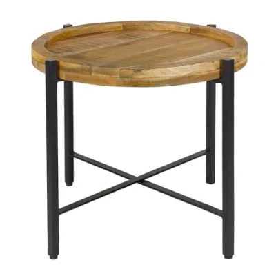 Abbildung von Amago home Couchtisch Beistelltisch rund ø46/55/75cm Industrie Style Wohnzimmer Tisch Sioux Metall Gestell Größe ø 46 cm, Farbe Tabacco schwarz