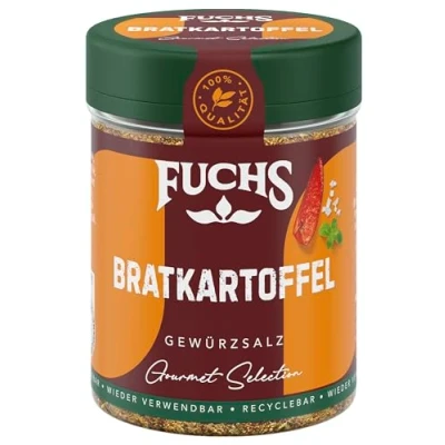 Abbildung von Fuchs Gourmet Selection Klassisch/Heimisch Bratkartoffel Gewürzsalz, nachfüllbares Kartoffel Gewürz, Salz zum Würzen von Brat &amp; Ofenkartoffeln, Pommes Frites Co, vegan, 70 g