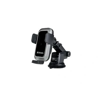 Abbildung von Verbatim Qi Fast Wireless Car Charger FWC 03 Pro, Handyhalterung mit Ladefunktion fürs Auto, induktive Handy Ladestation, intelligentes KFZ Ladegerät für iPhone und Android