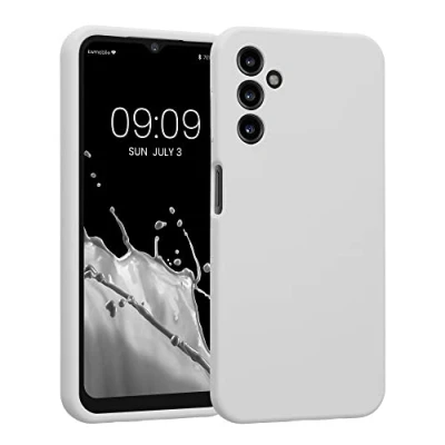 Abbildung von kwmobile Handyhülle kompatibel mit Samsung Galaxy A14 5G Hülle gummierte Handy Case aus Silikon in Weiß matt