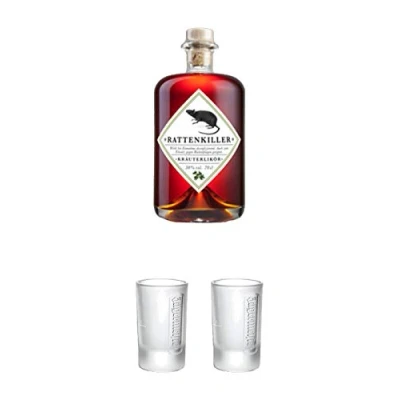 Abbildung von Rattenkiller Kräuterlikör 0,7 Liter + Jägermeister Frozen Club Shot Glas 2 cl 1 Stück