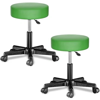 Abbildung von Casaria® Rollhocker Höhenverstellbar 2er Set 10cm Polsterung 46 60cm Höhe 360 Drehbar Ø35cm Rund Rollen Bürohocker Drehhocker Arbeitshocker Stuhl Grün