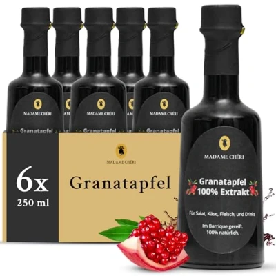 Abbildung von Madame Chéri Granatapfelsirup natürlich, türkisch 6x250ml Extrakt aus 100% Granatapfel Granatapfelextrakt, Nar Eksisi der Türkei für Salat Dressing, Marinade, Getränke