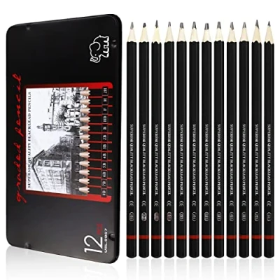 Abbildung von LAMXD Bleistift Set 12 Stück Schreiben Bleistifte, 8B 7B 6B 5B 4B 3B 2B B HB F H 2H