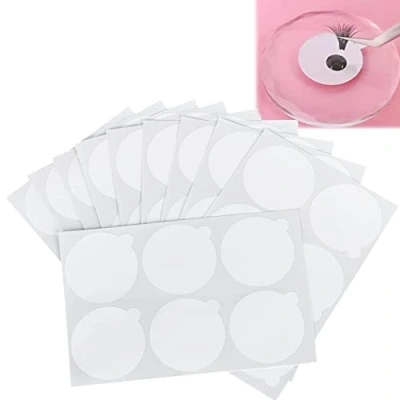 Abbildung von Wimpernkleber Palette Wasserdichte Aufkleber Papier, 180Pcs Einweg Halter Wasserdicht Papier Pads Stehen Auf Jade Stein