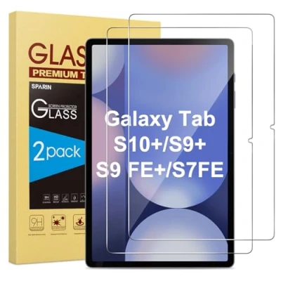 Abbildung von SPARIN Panzer Schutz Glas für Samsung Galaxy Tab S10 Plus/Tab S9 FE Plus /S9 12,4 Zoll, Schutzfolie S10+/S9+/S8+/S7 FE, 2 Stück