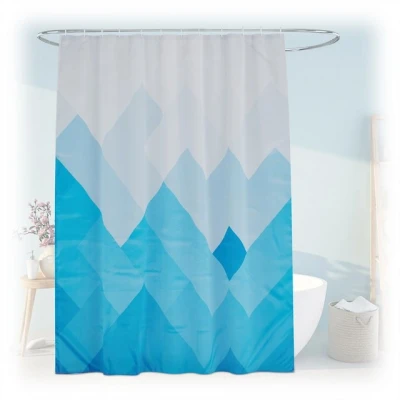 Abbildung von Relaxdays Duschvorhang geometrisch, Bad Vorhang 180x200, Antischimmel, waschbar, 12 Ringe, Badewannenvorhang, Mehrfarbig, Rechtecke
