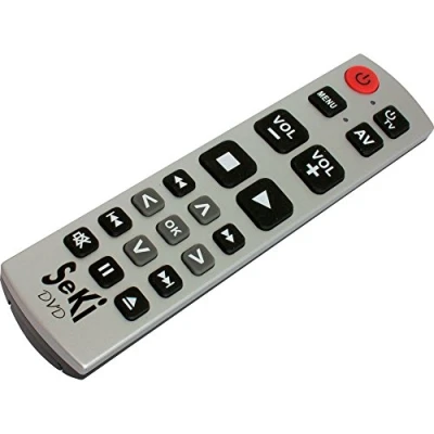 Abbildung von SeKi DVD silber schwarz lernfähige Universal Fernbedienung mit großen Tasten für Senioren + Kinder
