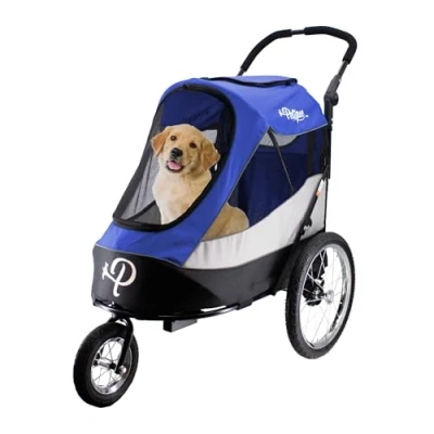 Abbildung von Petique Trailblazer Jogger, Dog Cart for Medium Size Pets, Ventilated Pet Stroller Cats &amp; Dogs, Blue