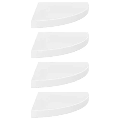 Abbildung von vidaXL 4X Eckregal Schweberegal Wandregal Bücherregal CD DVD Regal Wandboard Hängeregal Wand Dekoregal Freischwebend Hochglanz Weiß 35x35x3,8cm MDF