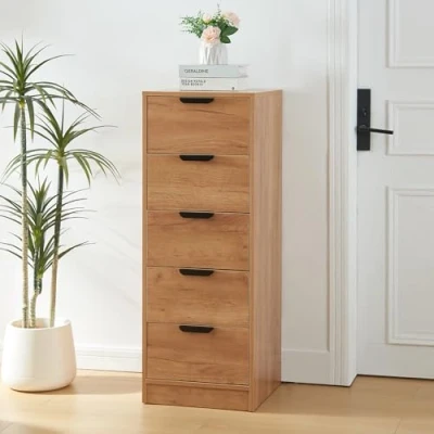 Abbildung von en.casa Kommode, »Varkaus« mit 5 Schubladen 108x40x40 cm Eichenoptik
