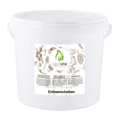 Abbildung von Getrocknete Erdbeeren 2 kg im Eimer gefriergetrocknete Erdbeerscheiben Premium Qualität, ohne Zuckerzusatz 100% Vollfrucht Erdbeerchips GreatVita