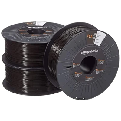 Abbildung von Amazon Basics 3D Drucker Filament aus PLA Kunststoff, 1.75 mm, Schwarz, 1 kg pro Spule, 3 Stück