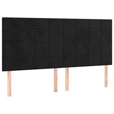 Abbildung von vidaXL 4X Kopfteil Polsterkopfteil Bettkopfteil Bettgestell für Bett Betthaupt Bettrahmen Schlafzimmer Bettzubehör Schwarz 100x5x78/88cm Samt