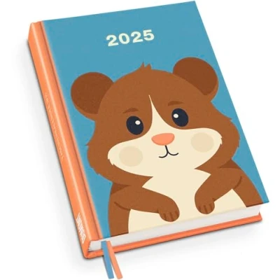 Abbildung von DUMONT Hamster 2025 Taschenkalender, 11,3x16,3cm, Terminplaner mit Tier Illustration von Dawid Ryski, Planer Wochenkalendarium und zwei Lesebändchen