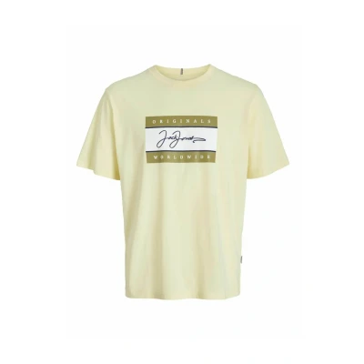 Abbildung von Jack &amp; Jones LOGO Rundhalsausschnitt Tshirt print, Herren, Größe: XS, Double cream