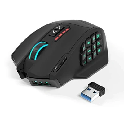 Abbildung von Rytaki Gamspeed V8 Pro Wireless MMO Gaming Maus 16000 DPI USB Laser mit RGB Beleuchtung/16 programmierbare Tasten/16000 Abtastrate/2.4G Funkmaus/ergonomisches Design