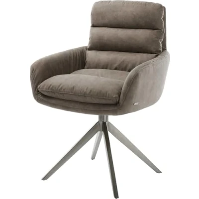 Abbildung von Drehstuhl Abelia Flex mit Armlehnen Mikrofaser Taupe Vintage Kreuzgestell breit Graphit 360 drehbar Wippfunktion