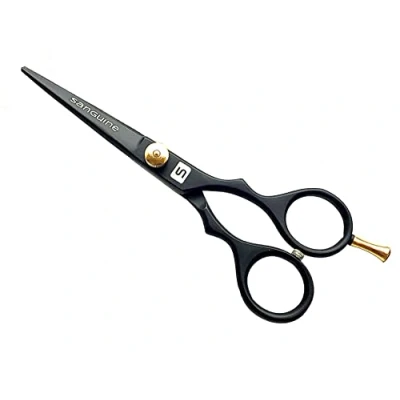 Abbildung von Sanguine Haarschere, Friseurschere, 14 cm, Präsentationsetui, tiefschwarz