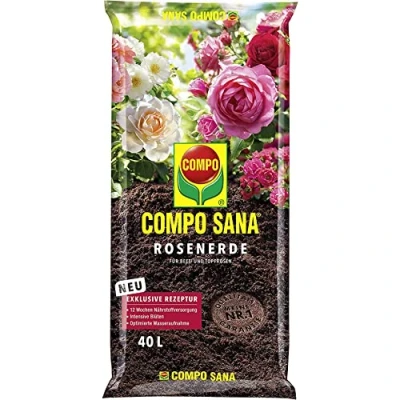 Abbildung von COMPO SANA® Rosenerde mit 12 Wochen Dünger für alle Beet und Topfrosen, Kultursubstrat 40L