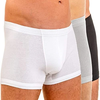 Abbildung von HERMKO 3901 3er Pack Herren Boxershorts Pant aus 100% Bio Baumwolle, Größe:D 6 = EU L, Farbe:Mix w/s/g