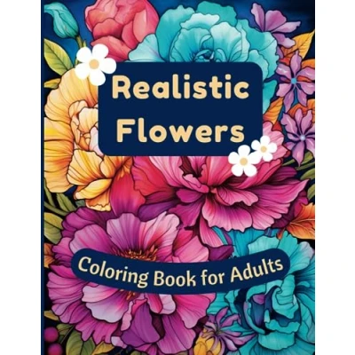 Abbildung von Realistic Flowers Coloring Book for Adults: 50 Beautiful Blooms Crayon, Pencil, Ink, or Watercolor