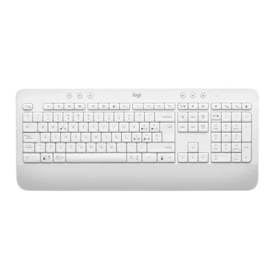 Abbildung von Logitech Signature K650 Comfort kabellose Tastatur mit Handballenauflage, BLE Bluetooth/Logi Bolt USB Empfänger, Soft Touch Tastatur, Numpad, PC/Windows/Mac, Italienisches QWERTY Weiß