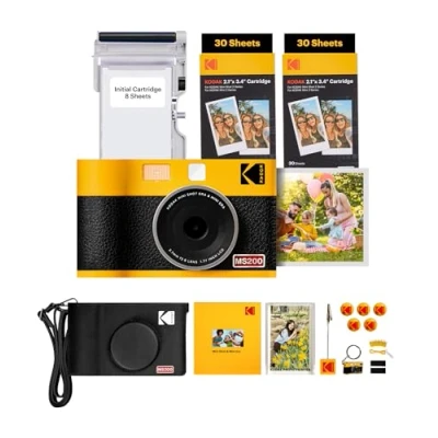 Abbildung von KODAK Mini Shot 2 ERA 4PASS in 1 Sofortbildkamera und Fotodrucker (5,3x8,6cm) + Gift Paket+ 8 Blatt im Lieferumfang enthalten 60 Patrone, Gelb