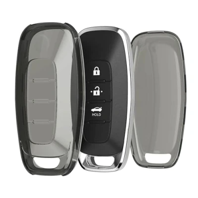 Abbildung von kwmobile Autoschlüssel Hülle kompatibel mit Nissan 3 Tasten Ariya B6 B9 X Trail T33 Qashqai Schlüsselhülle Silikon Cover Schwarz Transparent