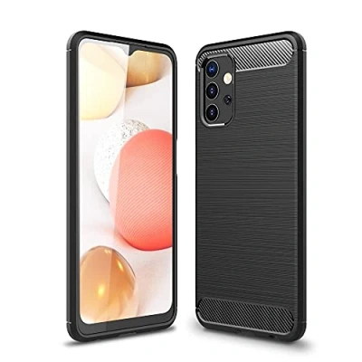 Abbildung von CoverKingz Handyhülle für Samsung Galaxy A32 5G Silikon Handy Hülle im Carbon Design Soft Case Phone Cover Schwarz