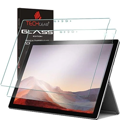 Abbildung von TECHGEAR 2 Stück Schutzfolie kompatibel mit Surface Pro 7, 7 Plus Displayschutzfolie aus gehärtetem Glas [9H Härte] [Crystal Clarity]