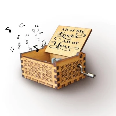 Abbildung von Melodiebox: All of me John Legend Holzspieluhr mit Handkurbel Spieluhr Musicbox Hand gekurbelt Neu Valentinstag