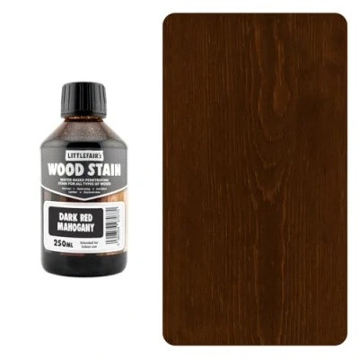 Abbildung von Littlefair&#039;s Holzlasur 250ml Innen Holz Lasur Für Natürliche Holzmaserung Wasserbasierte Wood Stain Schnell Trocknend &amp; Umweltfreundlich Farbe: Dunkelrotes Mahagoni