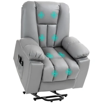 Abbildung von HOMCOM Massagesessel Elektrischer Aufstehsessel mit Seitentaschen (Fernsehsessel Fernbedienung, 1 St., Relaxsessel Liegefunktion), für Arbeitszimmer, Wohnzimmer, Dunkelgrau