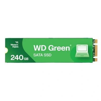 Abbildung von WD Green SATA SSD interne 240 GB (M.2 2280 Modul für den Einsatz in Laptops und Desktop PCs, SLC Caching Technologie, Stoßfest, F.I.T. Lab™ zertifiziert) grün