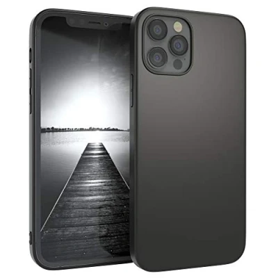 Abbildung von EAZY CASE Handyhülle Silikon mit Kameraschutz kompatibel iPhone 12/12 Pro in Schwarz Matt, Ultra dünn, Slimcover, Silikonhülle, Hülle, Softcase, Backcover