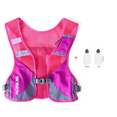 Abbildung von AONIJIE Ultraleicht Trinkrucksack Laufen Marathon Rucksack Getränketasche mit 2 Stück Trinkflaschen (Rose Rot)