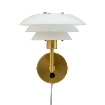 Abbildung von Dyberg Larsen Wandlampe DL20, opal/messingfarben, Glas