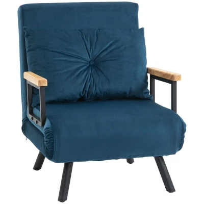 Abbildung von HOMCOM Sessel Gästebett mit Rückenkissen, Polstersofa Verstellbarer Rückenlehne (Relaxsessel Bettfunktion, 1 St., Schlafsofa), für Schlafzimmer, Wohnzimmer, Blau