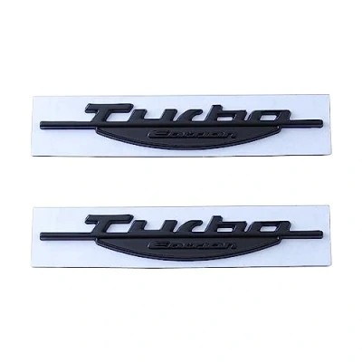 Abbildung von 2 Stück Turbo Edition Emblem Autoabzeichen Aufkleber passend für universelle Autos (schwarz)