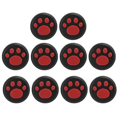Abbildung von 10 Stück Silikon Daumengriff Stick Rocker Cap Ersatz Niedliche Cat Claw Design Daumengriffe Analoge Cover Joystick Kappe für Schalter Switch Lite(Rote Pfote auf Schwarz)