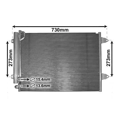 Abbildung von VAN WEZEL 58005225 Klimakondensator mit Trockner Aluminium 575 VOLKSWAGEN: Passat CC, B7 Limousine, B6 Variant