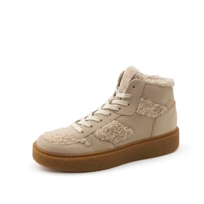Abbildung von Paul Green Damen Hightop Pauls mit Wechselfußbett, Frauen High Top Sneaker,Warm gefüttert,Sportschuhe,Freizeitschuhe,Beige (Almond),40.5 EU / 7 UK