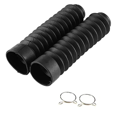 Abbildung von Motorrad Gabelabdeckung Gamaschen Alligatoren Stoßdämpfung Staubschutz 210x42mm(Schwarz)