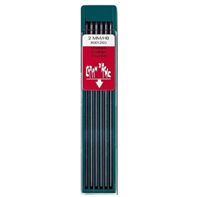 Abbildung von Caran d&#039;Ache Minen Technograph für Minenbleistift Fixpencil, Härtegrad: HB, Durchmesser 2 mm, Etui, 12 Stück, 6001.250, Schwarz