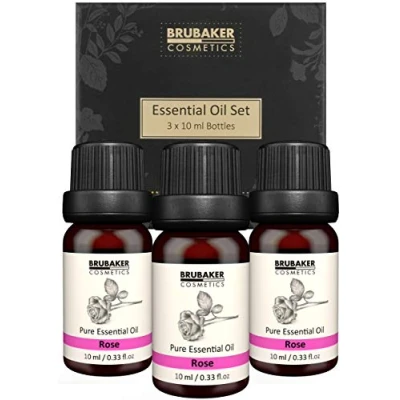 Abbildung von BRUBAKER Duftöl 3er Set Rosen Öl Weiblichkeit, Sinnlichkeit (Naturrein &amp; Vegan, 3 x 10 ml Rosenöl), Ätherische Öle Aromatherapie Geschenkset