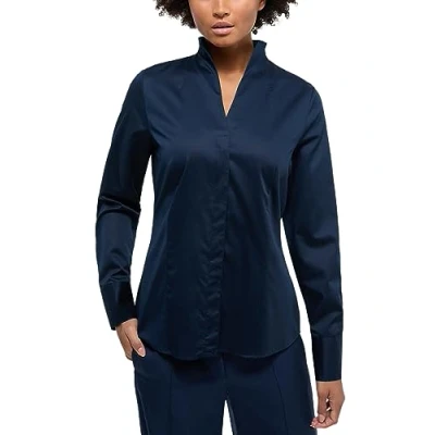 Abbildung von ETERNA Regular Fit Bluse Langarm Kelchkragen bügelleicht nachtblau Gr. 34